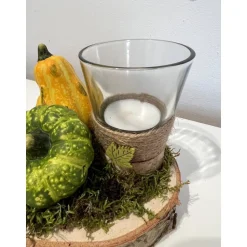 Herbst|HeimlichDeko Herbstgesteck Herbstdeko Kürbis Teelichtglas Kerze
