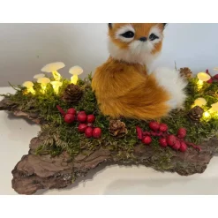 Outlet Herbstgesteck Herbstdeko Ledpilze Fuchs Baumrinde Herbst