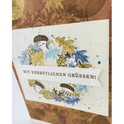Discount Herbstliche Klappkarte für viele Anlässe geeignet Unikat Herbst Karte, Beige,Blau Braun Herbst