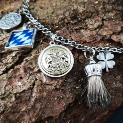 Outlet Herren-Charivari aus Edelstahl, Trachtenschmuck, 1- reihig, Hirsch Trachtenschmuck