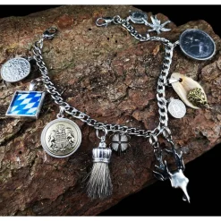 Outlet Herren-Charivari aus Edelstahl, Trachtenschmuck, 1- reihig, Hirsch Trachtenschmuck