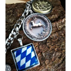 Outlet Herren-Charivari aus Edelstahl, Trachtenschmuck, 1- reihig, Hirsch Trachtenschmuck