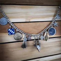 Outlet Herren-Charivari aus Edelstahl, Trachtenschmuck, 1- reihig, Hirsch Trachtenschmuck
