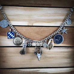 Outlet Herren-Charivari aus Edelstahl, Trachtenschmuck, 1- reihig, Hirsch Trachtenschmuck