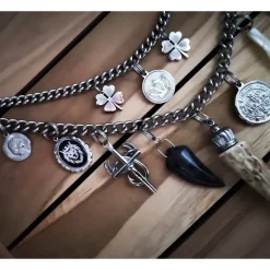 Trachtenschmuck|Tinas Schmucktruhe Herren-Charivari aus Edelstahl, Trachtenschmuck, 2- reihig, Fredl