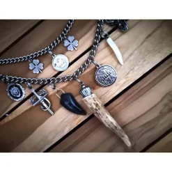 Trachtenschmuck|Tinas Schmucktruhe Herren-Charivari aus Edelstahl, Trachtenschmuck, 2- reihig, Fredl