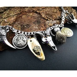 Trachtenschmuck|Tinas Schmucktruhe Herren-Charivari aus Edelstahl, Trachtenschmuck, 1- reihig, Jäger