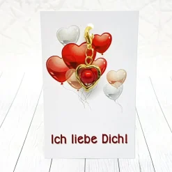 Clearance Herz Anhänger goldfarben mit schimmernder 3D Perle in Rot – Geschenkidee Geschenke