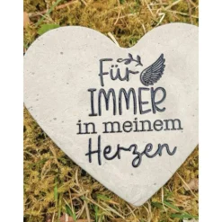 Hot Herz aus Beton mit Schriftzug Grabschmuck Trauer Grabgesteck Grabherz Gedenksteine
