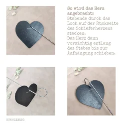 Clearance Herz Grabschmuck, Schieferherz Grabdekoration, gravierte Schiefertafel zur Trauerbekundung, Grabdeko zu Allerheiligen/Al Gedenksteine