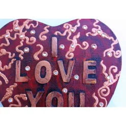 Valentinstagsgeschenke|Susanne Hiebl...die etwas andere Art! Herz Herzbild I LOVE YOU  Geschenk zu Valentinstag Muttertag Acrylbild Collage auf herzförmigem Keilrahmen