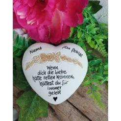 Clearance Herz mit Spruch, Gedenkstein, Grabschmuck, Grabstein,12 x 12 cm, Trauer, Name, du fehlst,Immer für alle, Gedenksteine