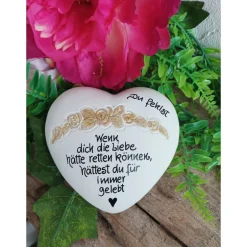 Clearance Herz mit Spruch, Gedenkstein, Grabschmuck, Grabstein,12 x 12 cm, Trauer, Name, du fehlst,Immer für alle, Gedenksteine