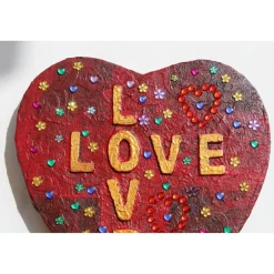 Kunst|Susanne Hiebl...die etwas andere Art! Herzbild LOVE LOVE Valentinstag Geschenk  zu Muttertag Acrylbild Collage Bild auf Keilrahmen Herz Liebeserklärung