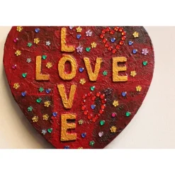 Kunst|Susanne Hiebl...die etwas andere Art! Herzbild LOVE LOVE Valentinstag Geschenk  zu Muttertag Acrylbild Collage Bild auf Keilrahmen Herz Liebeserklärung