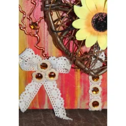 Clearance Herzbild WEIDENHERZ Geschenk zum Valentinstag Muttertag Vatertag Acrylbild Collage auf einer Holzplatte Kunst