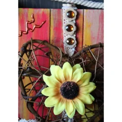 Clearance Herzbild WEIDENHERZ Geschenk zum Valentinstag Muttertag Vatertag Acrylbild Collage auf einer Holzplatte Kunst