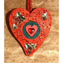 Herzen aus Holz HERZERLDUO ROTORANGE 2er-Set Valentinsgeschenk Muttertagsgeschenk Hängedeko Geburtstagsgeschenk Valentinstagsgeschenke