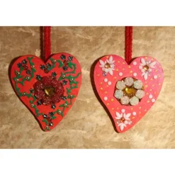 Best Herzen aus Holz HERZERLDUO ROT 2er-Set Valentinsgeschenk Muttertagsgeschenk Hängedeko Geburtstagsgeschenk Valentinstagsgeschenke