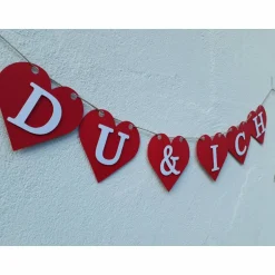 Valentinstagsgeschenke|TiJaPapierDeko Herzgirlande "Du & Ich" aus Papier, rote Herzen, Liebe, Jahrestag, Heiratsantrag, Verlobung, rote Herzen, Papierdeko, Wimpel