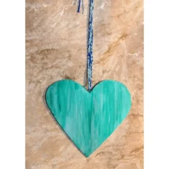 Kunst|Susanne Hiebl...die etwas andere Art! Hängedeko MEERESHERZ MARITIM Acrylmalerei Collage auf Holzherz Fensterdeko Muttertagsgeschenk Vatertagsgeschenk