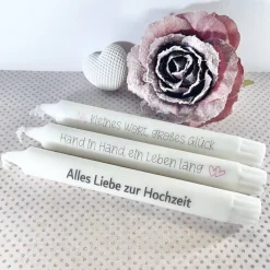 Hochzeit * Kerze * Weiß * Personalisiert * Mitbringsel * Gastgeschenk * Deko Hochzeitskerzen
