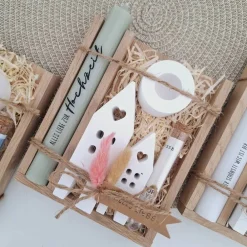 Discount Hochzeit Geldgeschenk Hochzeitsgeschenk Häuser / Lichthäuser Kerzenhalter rund Geschenkset Gutschein Kerzenset Stabkerze Hochzeitsgeschenke