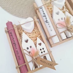 Best Hochzeit Geschenkset Hochzeitsgeschenk Häuser / Lichthäuser Kerzenhalter Herz Kerzenset  Stabkerze Kerzenbox Holzbox Mit Hochzeitsgeschenke