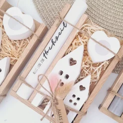 Best Hochzeit Geschenkset Hochzeitsgeschenk Häuser / Lichthäuser Kerzenhalter Herz Kerzenset  Stabkerze Kerzenbox Holzbox Mit Hochzeitsgeschenke