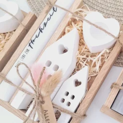 Best Hochzeit Geschenkset Hochzeitsgeschenk Häuser / Lichthäuser Kerzenhalter Herz Kerzenset  Stabkerze Kerzenbox Holzbox Mit Hochzeitsgeschenke