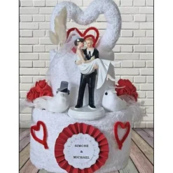 Outlet Hochzeit Handtuchtorte Geschenkidee rot weiß Geldgeschenke