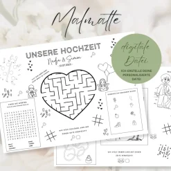 Discount Hochzeits- Akivitäten - & Malmatte für Kinder | digitale Datei PDF | Unterhaltung Kinder | Spiele Kinder Ho Gastgeschenke