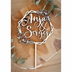 Clearance Hochzeits Cake Topper / Kuchendeko zur Hochzeit Caketopper personalisiert mit Namen Hexagram Hochzeitsdeko