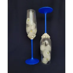 New Hochzeitsaccessoires Hochzeitsgläser Sektgläser Sektglas Hochzeitskerzen Brautaccessoires Flöte mit Namen blau königsbla Hochzeitsdeko