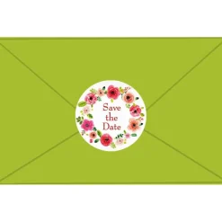 Online Hochzeitsaufkleber | Blumenkranz nach Aquarellart - Save the Date - rot Einladungskarten