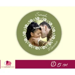 Clearance Hochzeitsaufkleber | Blumenkranz Ornamente - personalisierbar mit eigenem Foto Einladungskarten