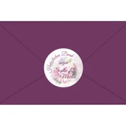 Discount Hochzeitsaufkleber | Blumenstrauß - Herzlichen Dank - rosa Danksagungskarten