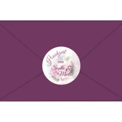 New Hochzeitsaufkleber | Blumenstrauß  rosa Einladungskarten