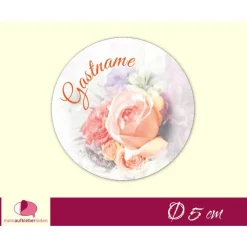 Best Hochzeitsaufkleber | Blumenstrauß orange - personalisierbar mit Gastname Gastgeschenke