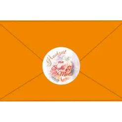 Sale Hochzeitsaufkleber | Blumenstrauß  orange Einladungskarten