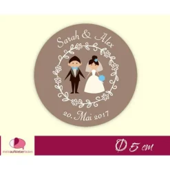 Discount Hochzeitsaufkleber | Brautpaar - braun Gastgeschenke
