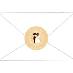 Einladungskarten|meinAufkleberladen Hochzeitsaufkleber | Brautpaar Kuss - beige