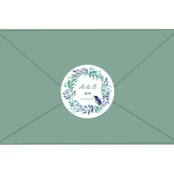 Best Hochzeitsaufkleber | Kranz mit Vogel - blau grün Gastgeschenke