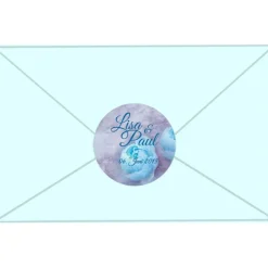 Best Hochzeitsaufkleber | Vintage Pfingstrose - blau - personalisierbar Einladungskarten