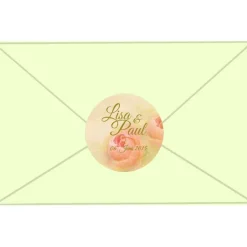 Accessoires|meinAufkleberladen Hochzeitsaufkleber | Vintage Pfingstrose - lachs - personalisierbar