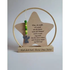 Outlet Hochzeitsdeko oder Geschenk für Schulkind / Erinnerung an Verstorbene / Stern im Ring mit Engel / Einschulungsgeschenk Kinder Einschulung