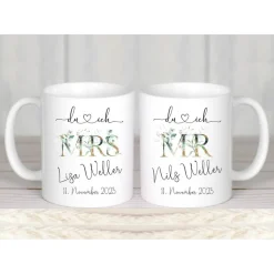 Hot Hochzeitsgeschenk personalisiert Tassen Set mit Namen Brautpaar Hochzeit Geschenk Kaffeetasse Hochzeitsgeschenke