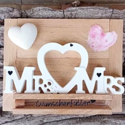 Geldgeschenke|Lilly-ART_Bauchabdrücke Hochzeitsgeschenk Schriftzug Mr. & Mrs. aus Raysin für Geldgeschenk mit Herzen