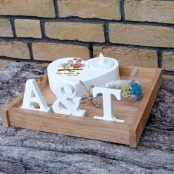 Hot Hochzeitsgeschenk Teelichthalter Herz mit Buchstaben aus Raysin Hochzeitsdeko