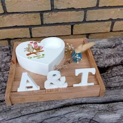 Hot Hochzeitsgeschenk Teelichthalter Herz mit Buchstaben aus Raysin Hochzeitsdeko